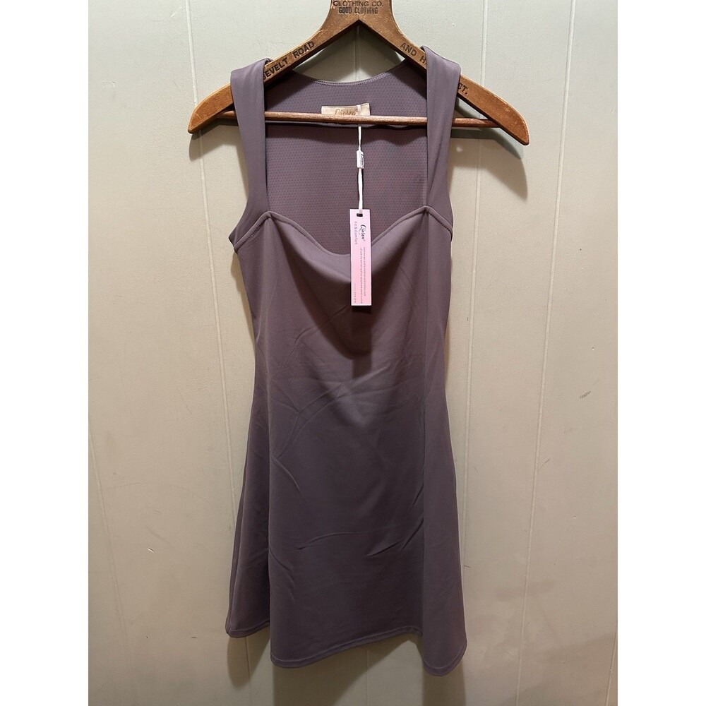 QINSEN Womens Tennis Golf Athletic Dress Square Neck Sleeveless Built in Shorts